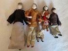 Antique Chinese Composition Dolls Family Of 5 With Wire Base Posable