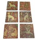 Set Of 12 Vintage Lady Clare Melamine Coasters     4    Square Whimsical Animals Uk