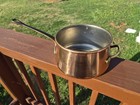 Vintage Copper Color Sauce Pan Pot Brass Handle Decor Rustic 6 5 