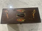 Vintage Wood Tackle Box With Pin Up Girls In Finish  Made During The 40   s Era 