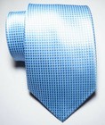 New Classic Checks Light Blue White Jacquard Woven Silk Men s Tie Necktie