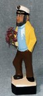 Vtg  Hand Carved Wooden Sailor captain W bouquet Of Flowers 10 5    Tall Folk Art
