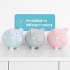 Adorable Large Light Blue Ceramic Piggy Bank For Kids  Savings - 9 X 7 5 Inches