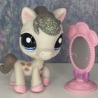     authentic Littlest Pet Shop Lps Horse  2302 Gray Beige Sparkle Blue Eyes Rare
