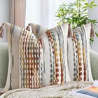 Set Of 2 Chenille Striped Textured Boho Throw Pillow Covers Aesthetic With Ta   