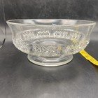 8 25x4 Vintage Clear Glass Pedestal Bowl Low Compote Banded Design   Star Symbol