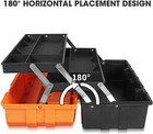 17-inch Plastic Tool Box  3-tier Multi-function Storage Organizer  Black orange