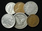     old Six Coin Lot Indian Cent Silver Dime Quarter 1909 Wheat Buffalo V Nickel    