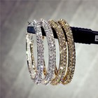 925 Silver gold Hoop Earring Gorgeous Cubic Zircon Anniversary Jewelry A Pair