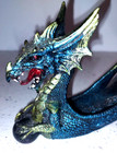 Blue Green Dragon Incense Holder burner Holding Orb