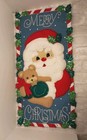 Completed Bucilla 83214 Santa Bear Banner Felt Applique Merry Christmas Hanging