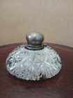 1953 Vintage English Sterling Silver Cut Glass Inkwell 3 5 x3 x11 