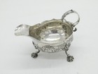 George Ii Sterling Silver Floral Pattern Sauce Boat Antique 1758 London