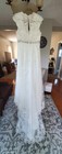 David s Bridal Cap Sleeve Lace Over Satin Wedding Dress 