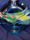 Art Glass Seascape Blue Signed Perfume Bottle