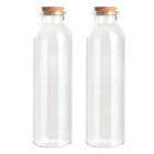 Decorative Glass Bottle With Cork Stopper  12 Oz Round Bottles   2 Pcs 
