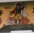 Vtg Hand Painted Folk Art Slovenian Native American 1876 On Wood
