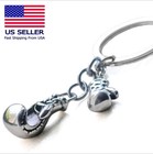 Pair Boxing Gloves Keychain Keyring Pendant Key Chain Ring Gift - Silver Color