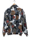 Vintage Fuda Artistic Print Silk Bomber Jacket Women   s Medium