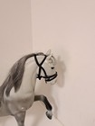 Vintage Battat Belgium  Grey Draft Horse With Saddle  20    Tall 