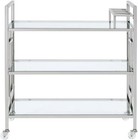 Contemporary Bar Cart Clear Tempered Glass Shelves 35  H X 33  W X 16  D Chrome