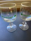  2  Vintage Footed Irish Coffee Glass St Patrick s Day Green Clover Shamrock Euc