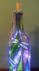 Dragonfly Wine Bottle Lamp Hand Painted Lighted Stained Glass Look 2