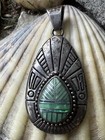 Vintage Native American Southwest Signed Sterling Multi Stone Inlay Pendant