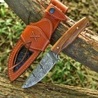 9 5  Hand Made Damascus Steel Blade Hunting Knife With Exotic Rosewood Handle