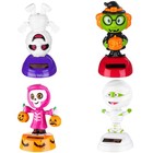 4 Pack Halloween Solar Dancing Toys - Skull  Pumpkin  Zombie  Witch Figurines Fo