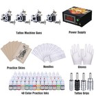 Tattoo Starter Kit 4 Machine Gun Power Supply Needle Tip 40 Color Ink Full Set