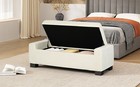 50  Ottoman Bench In Textured Fabric rectangular Design W hinged Lid For Seating