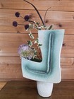 Vintage Mid Century Modern Two-tier Ikebana Vase Sea Green Sculptural Ceramic