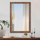 Wood Wall Mirror For Bathroom rectangle Rustic Brown 24 X 36 Inch Hanging Vanity