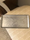 Vintage Hammered Aluminum Tray Dogwood Floral Serving Tray Platter 11x5 5    