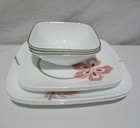 Corelle Pretty Pink Square Dinnerware Dishes Plates Bowls 9 Piece Set