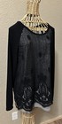 Democracy Xl Black Lace Overlay Tunic Top Jersey Underneath Gothic Grunge Cotton