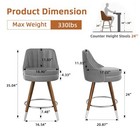 Set Of 2 Counter Height Bar Stools 24  Swivel Kitchen Stools Leather Pub Chairs