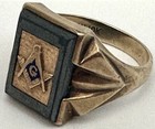 Vintage Mens Masonic Ring 10k Gold Back Onyx Freemason Compass Dason
