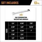Gearwrench 13 Piece 12 Point Ratcheting Combination Wrench Set Sae   9312
