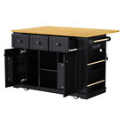 53   Large Rolling Kitchen Island Cart With Drop Leaf Power Outlet Storage Rack