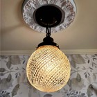 Antique Vintage 1930 s 40 s Art Deco Glass Ceiling Light Fixture Globe Hall 