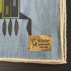 Vtg Ladies Hanky Handkerchief Wilcke Irish Linen Blue Atomic Robots Mod