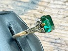 Vintage Uncas 14k Gold Plated With Lg  Green   Sm  Clear Rhinestone Ring Sz 6 25