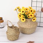 Seagrass Belly Basket Wicker Storage Basket Folding Plant Pot Straw Garden De jo