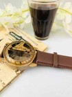 Stamped Wrist Compass For Navigation Nautical Brass Sundial Clock Leather Strap