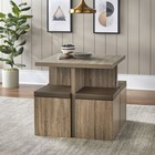 Modern Kitchen Nook 5 Pc Dining Table Set Padded Storage Ottoman Stool Chairs