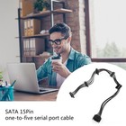   pc Sata 15 Pin Hard Drive Power Adapter Cable 1 Male To 5 Female For Ssd Hdd