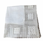 Vintage White Linen Wedding Handkerchief Wide Antique Lace Trim 12 x12 