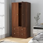 New Clothing Wardrobe 2 Doors 2 Drawers Elegant Wooden Freestanding Storage